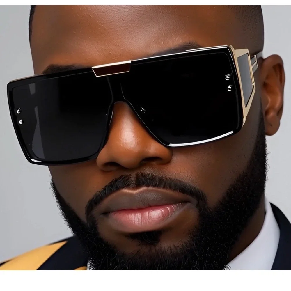Men Statement Shield Sunglasses Bold Futuristic Design Shades Ladys Modern Gafas